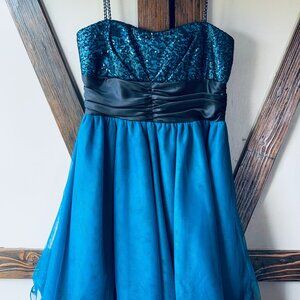 Speechless Party Dress, Teal and Black